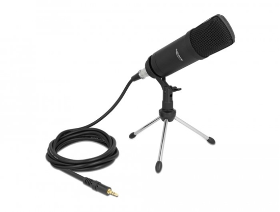 Picture of Delock Professional Computer Podcasting Microphone with XLR connector and 3 pin stereo jack male + adapter cable for Smartphone and Tablet