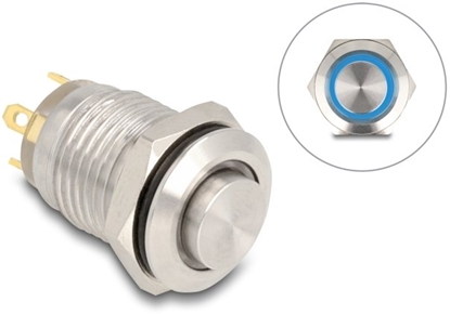 Attēls no Delock Push Button for Installation 12 mm 4 x solder connection LED blue