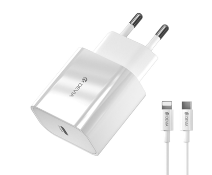 Attēls no Devia Smart PD 20W USB-C Charger + Lightning - USB-C cable