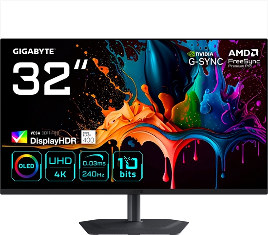 Picture of Gigabyte | MO32U2 EK | 31.5 " | OLED | UHD | 240 Hz | 0.03 ms | 3840 x 2160 pixels | 250 cd/m² | HDMI ports quantity 2