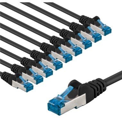 Изображение Goobay CAT 6A kabel krosowy, S/FTP (PiMF), 1 m, czarny, zestaw 10 - Dugo kabla 1 m