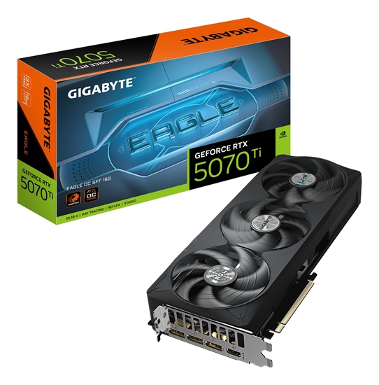 Изображение Graphics Card|GIGABYTE|NVIDIA GeForce RTX 5070 Ti|16 GB|GDDR7|256 bit|PCIE 5.0 16x|Triple slot Fansink|1xHDMI|3xDisplayPort|GV-N507TEAGLEOC-16GD1.0