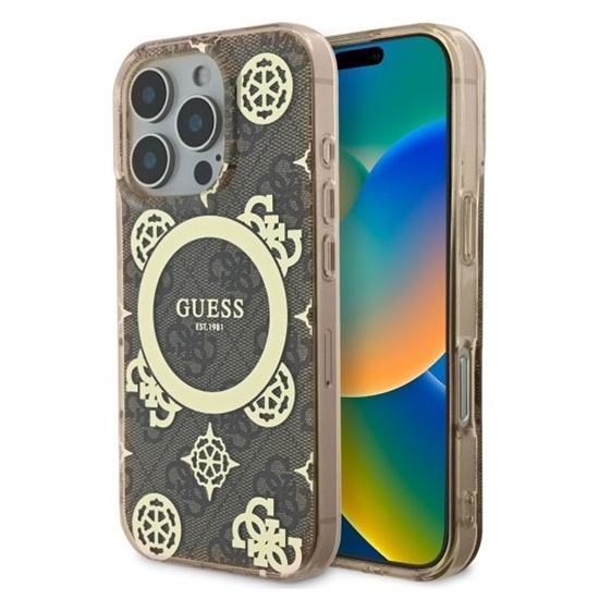 Изображение Guess IML Peony On 4G Background MagSafe Back Case for Apple iPhone 16 Pro