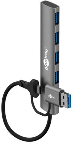 Picture of HUB USB Goobay 2 w 1 slim 4-portowy koncentrator USB, 5 Gbit/s