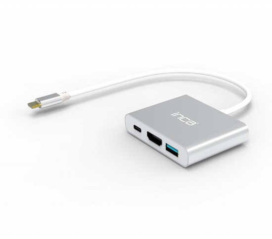 Picture of HUB USB Inca ITPC-04T huby i koncentratory USB Type-C 5000 Mbit/s srebrny, biay