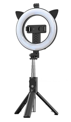 Attēls no iLike Universal SELFIE HANDLE TRIPOD AND RING LIGHT BLUETOOTH Black