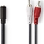 Attēls no Kabel Nedis kabel audio 0,2 m 2 x RCA 3.5mm Czarny