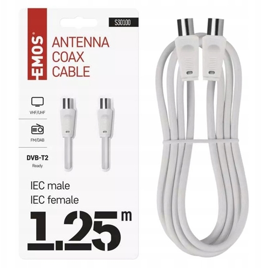 Picture of Kabel Poynting Kabel antenowy koaksjalny 1.25m coax.male - female biay EMOS