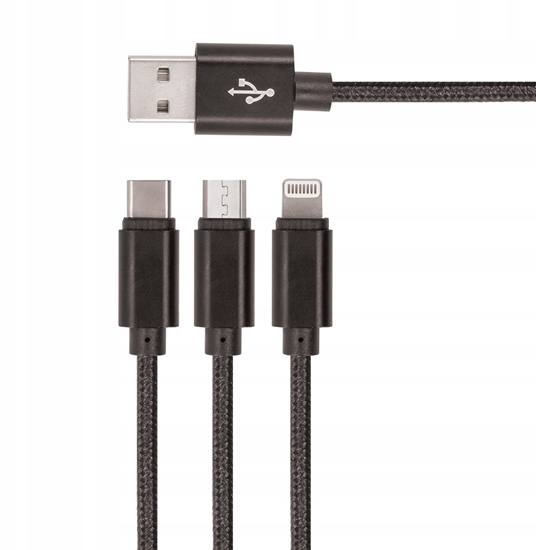 Изображение Kabel USB TelForceOne Kabel USB Setty 3w1 nylon czarny R