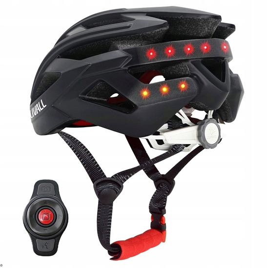 Изображение Kask szosowy Bluetooth 55-61cm LED/SOS/Intercom czarny