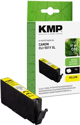 Изображение KMP Tinte yellow ersetzt Canon CLI-551 Y XL 6446B001