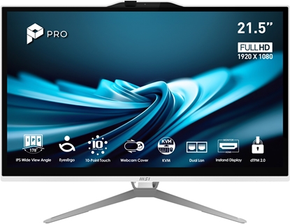 Изображение Komputer MSI MSI PC AIO PRO AP222T 14M-623EU, Pentium G7400, 21.5" FHD Touch,8GB,128 GB SSD,Intel UHD,W11Pro,White
