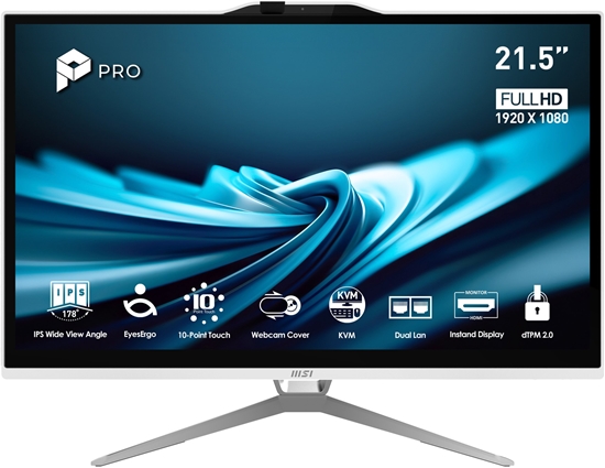 Изображение Komputer MSI MSI PC AIO PRO AP222T 14M-623EU, Pentium G7400, 21.5" FHD Touch,8GB,128 GB SSD,Intel UHD,W11Pro,White
