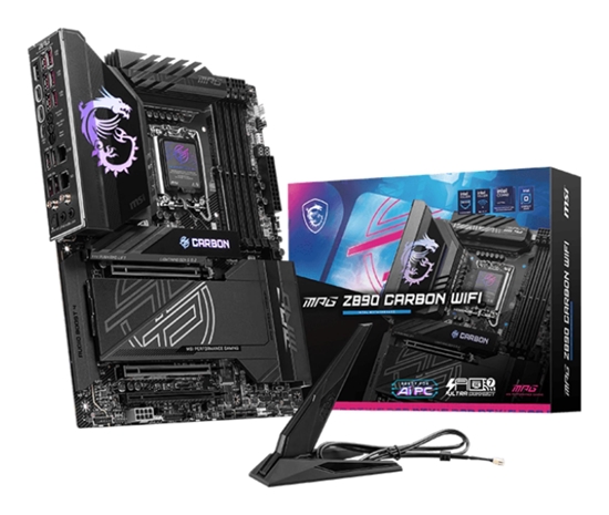 Picture of Mainboard|MSI|Intel Z890|LGA1851|ATX|Memory DDR5|Memory slots 4|1xPCI-Express 4.0 4x	|1xPCI-Express 5.0 8x|1xPCI-Express 5.0 16x|5xM.2|1xHDMI|10xUSB 3.2|1xUSB-C|2xUSB-C w/Thunderbolt|1xOptical S/PDIF|2xRJ45|2xAudio port|MPGZ890CARBONWIFI