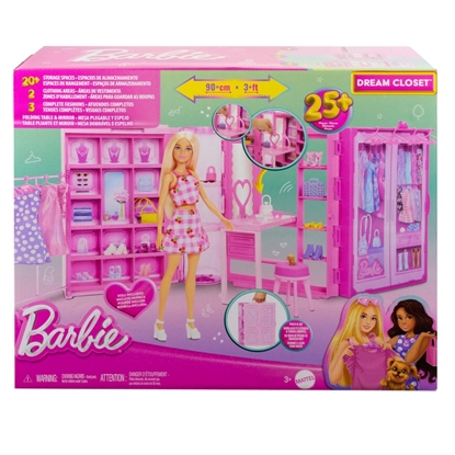 Изображение Mattel Barbie Szafa Marze z ubraniami Garderoba 3.0 + lalka Barbie + akcesoria (HXD58)