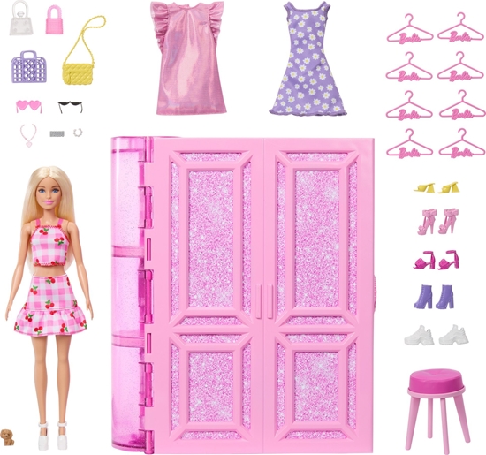 Picture of Mattel Barbie Szafa Marze z ubraniami Garderoba 3.0 + lalka Barbie + akcesoria (HXD58)