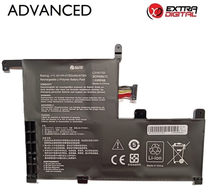 Attēls no Neiojamo kompiuterio baterija ASUS C31N1703, 4150mAh, Extra Digital Advanced