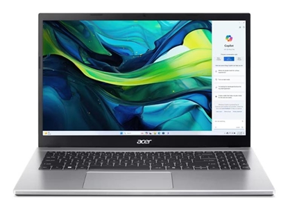 Attēls no Notebook|ACER|Aspire|Go 15|CPU AMD RyzenT 5|5625U|2.3 GHz|15.6 "|1920 x 1080 pixels|RAM 16 GB|DDR4-SDRAM|SSD 512 GB|Discrete graphics Not available|On-board graphics Yes|Keyboard language Russian/English|OS installed Windows 11 Home|Colour Silver|Weight 