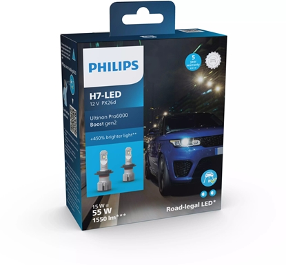 Изображение Philips Ultinon Pro6000 Boost LED H7 ECE +450% - Zestaw