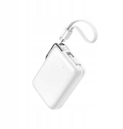 Изображение Powerbank Joyroom Powerbank Joyroom JR-PBF27 Pro 10000mAh 30W z wbudowanym kablem USB-C i dodatkowym dwukierunkowym kablem USB-C - Lightning - biay