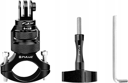 Изображение Puluz Aluminiowy Uchwyt na Kierownic 360° PULUZ do Kamer Sportowych (Czarny)