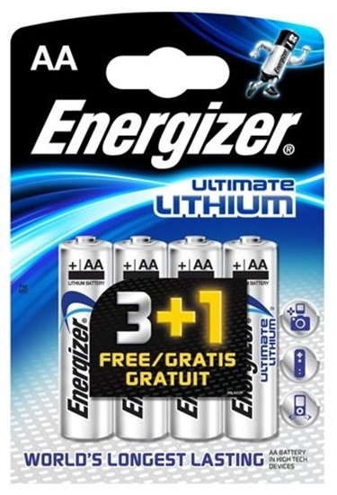 Picture of R6/AA baterijas 1.5V Energizer Ultimate Lithium litija L91 iepakojumā 4 gb.