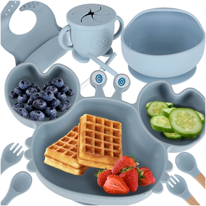 Изображение RoGer Silicone Baby Dining Set “Crab” 9pcs Blue