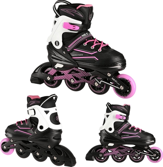 Picture of Rolki Nils Extreme NA1169A z wymienn poz regulowane czarno-róowe r. 35-38