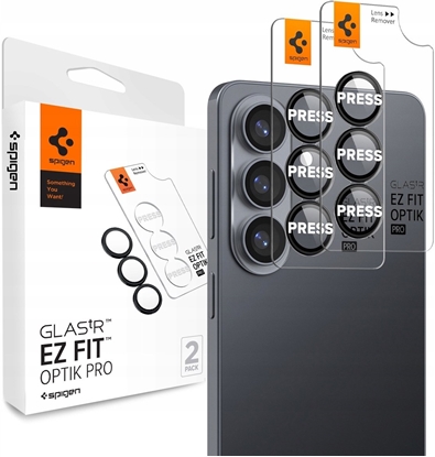 Изображение Spigen Osona aparatu Spigen Glas.Tr Ez Fit Optik Pro HD 2-pack na Samsung Galaxy S26 - czarne