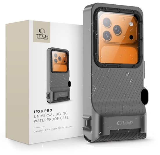 Picture of TECH-PROTECT IPX8 PRO UNIVERSAL DIVING WATERPROOF CASE GREY/BLACK