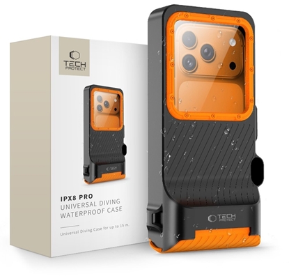 Attēls no Tech-Protect TECH-PROTECT IPX8 PRO UNIVERSAL DIVING WATERPROOF CASE BLACK/ORANGE
