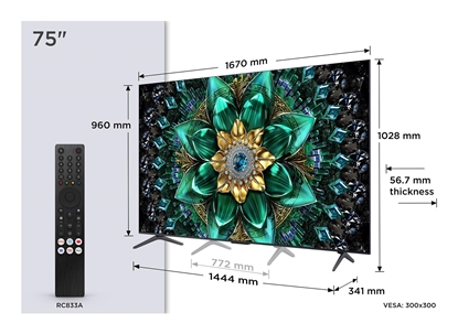 Picture of TV Set|TCL|75 "|4K Ultra HD|3840 x 2160 pixels|Flat|16:9|QD-Mini LED|75Q6C