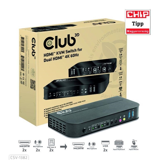 Picture of VIDEO SWITCH KVM HDMI 2PORT/CSV-1382 CLUB3D