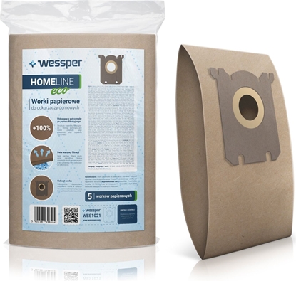 Изображение Worek do odkurzacza Wessper do Philips, AEG, Electrolux, S-Bag - papierowe 5 sztuk