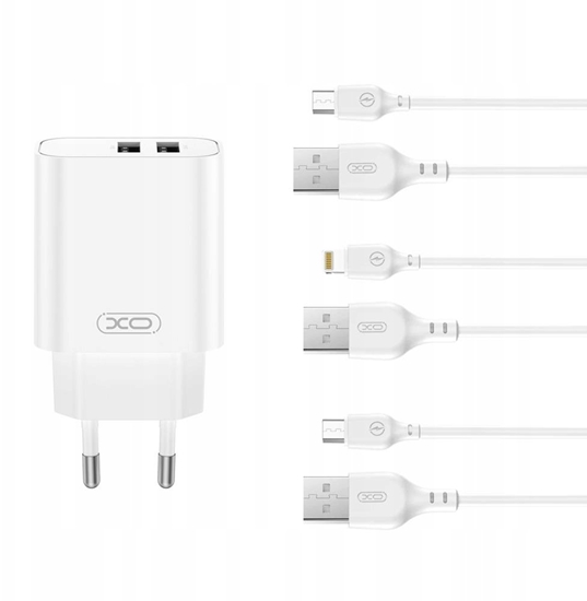 Picture of XO adowarka sieciowa CE34 2x USB 2,4A biaa
