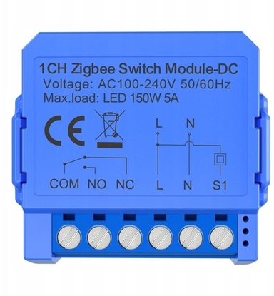 Изображение 1-kanaowy modu przecznika ZigBee ze stykiem beznapiciowym  Avatto ZWSM16-DC32V-1