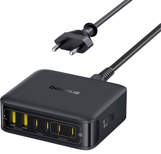 Picture of adowarka Baseus Stacja adowania Galda EnerFill FH21 120W 2xUSB-A + 4xUSB-C 1 5 m melna melna E0120T00 (6932172698331)