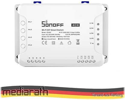 Изображение Apple SMARTis Sled 4CHR3 4 kanaów zarzdzany przez aplikacj Wi-Fi moliwo kontrolowa z gosem SONOFF