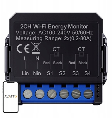 Attēls no Avatto Inteligentny dwukierunkowy licznik energii Avatto WiFi WPM16-2