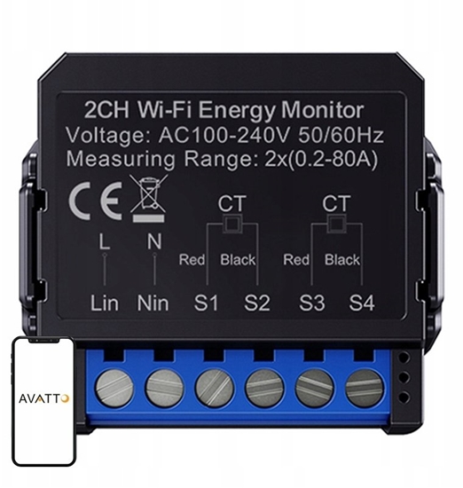 Picture of Avatto Inteligentny dwukierunkowy licznik energii Avatto WiFi WPM16-2