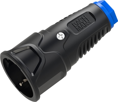 Изображение Bachmann Schutzkontaktkupplung Gummi CEE7/3, schwarz-blau  IP20