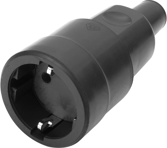 Изображение Bachmann Vollgummikupplung CEE7/3 Vollgmmi IP44 VDE, Knickschutz montierbar, schwarz