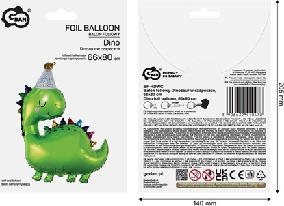 Picture of Balon foliowy Dinozaur w czapeczce 36cm