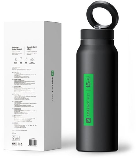 Picture of Butelka AmazingThing z uchwytem magnetycznym kompatybilnym z MagSafe na wod sportowa trening - czarna