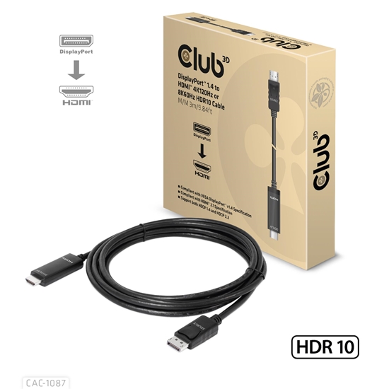 Picture of CABLE DP TO HDMI 3M/M/M CAC-1087 CLUB3D