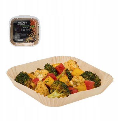 Изображение Chomik KPL. 50 wkadów do Air Fryer'a frytkownicy beztuszczowej papierowe kwadratowe