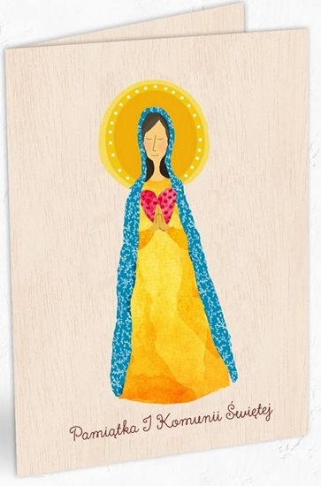 Picture of Cozywood Karnet drewniany C6 Komunia Maria + koperta
