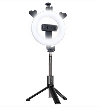 Picture of CP X5 LED 16cm Rechargeable Selfie Lamp with BT Remote & Handle + Floor Stand 20-90cm + Phone Holder