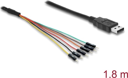Изображение Delock Converter USB 2.0 Type-A to UART TTL (3.3 V) Interface with 6 x pin header male TX/RX/CTS/RTS and 3.3 V output voltage 1.8 m
