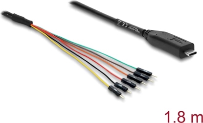 Изображение Delock Converter USB 2.0 Type-C™ to UART TTL (3.3 V) Interface with 6 x pin header male TX/RX/CTS/RTS and 5 V output voltage 1.8 m